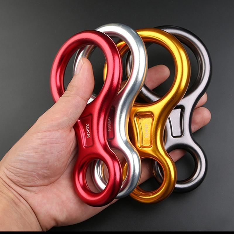 35KN Rock Climbing Descender Horns 8 Words Ring Downhill Family Outdoor Ring