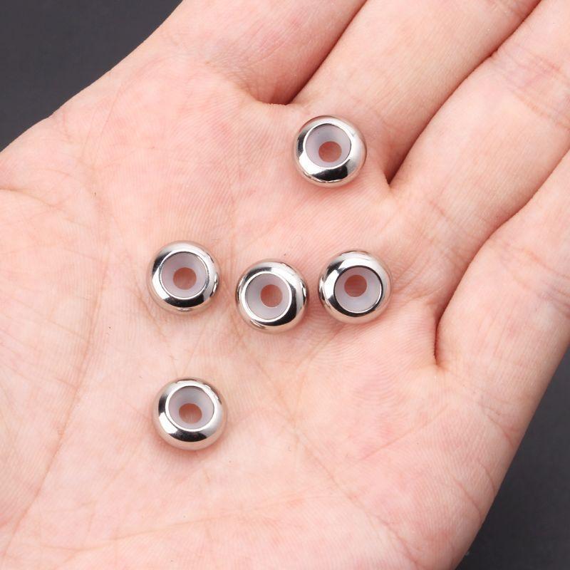 10Pcs Stainless Steel Rubber Insert Stopper Spacer Beads for Add-a-Bead Bracelet