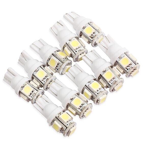 10PCS T10 5050 5SMD LED White Light Car Side Wedge Tail Light Lamp Bright