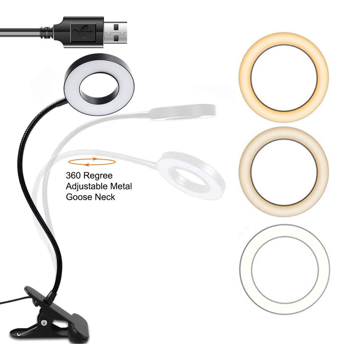 Makeup Desktop Light Stand Adjustable Brightness Live Stream Selfie Ring Light