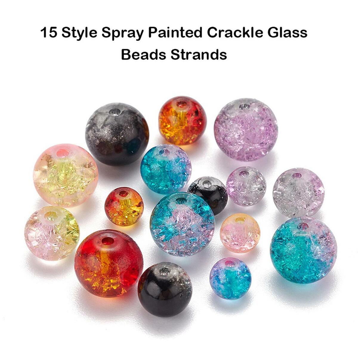 585Pcs Crackle Lampwork   350x 6mm 155x 8mm 80x 10mm Round DIY