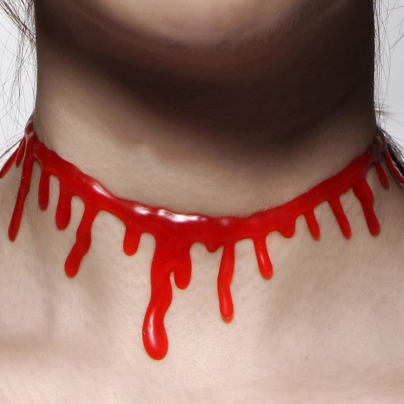 Hip Hop Vampire Costume Accessories Red Necklace Dripping Blood Choker Pendants