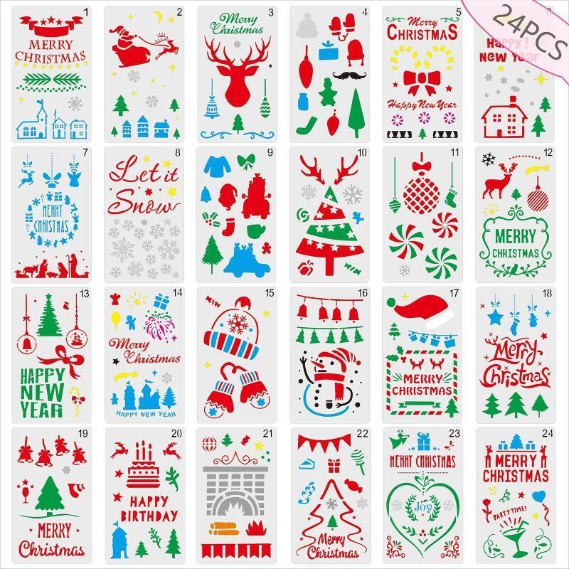 Drawing Templates Hollow Out Painting Stencils with Snowflakes Happy New Year