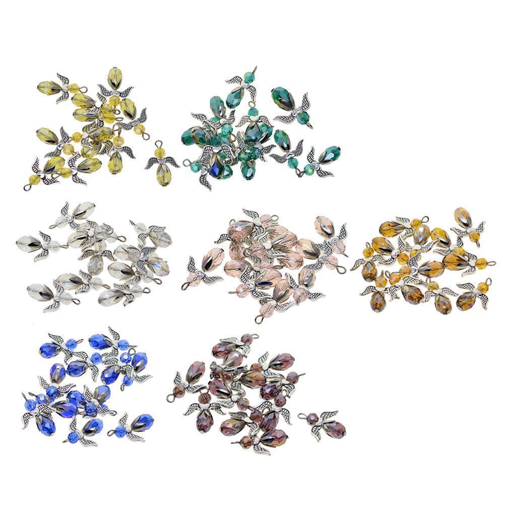 24pcs Crystal Faceted Angel Charms Shinning Fairy Pendants Ornaments Crafts