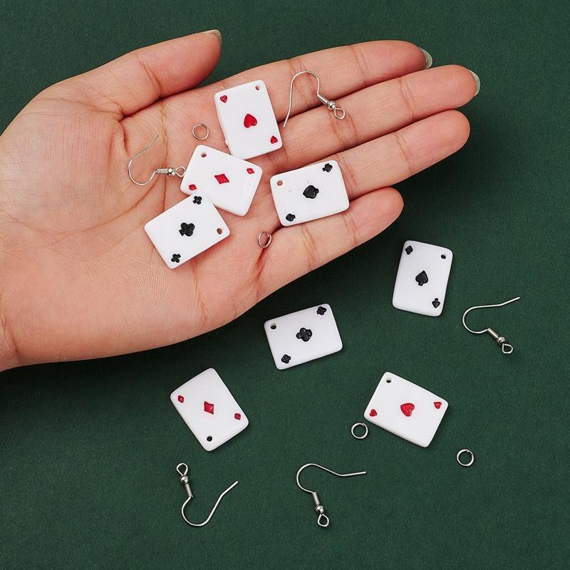 Funny Playing Card Earring Supply Kit for Jewelry DIY Making Valentine's Day