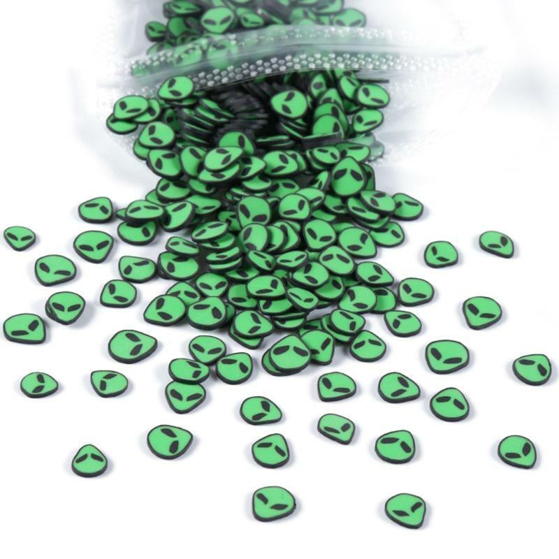 Alien Soft Pottery Pieces Green Flat Shiny Nail Jewelry for Nail Art DIY Crafts