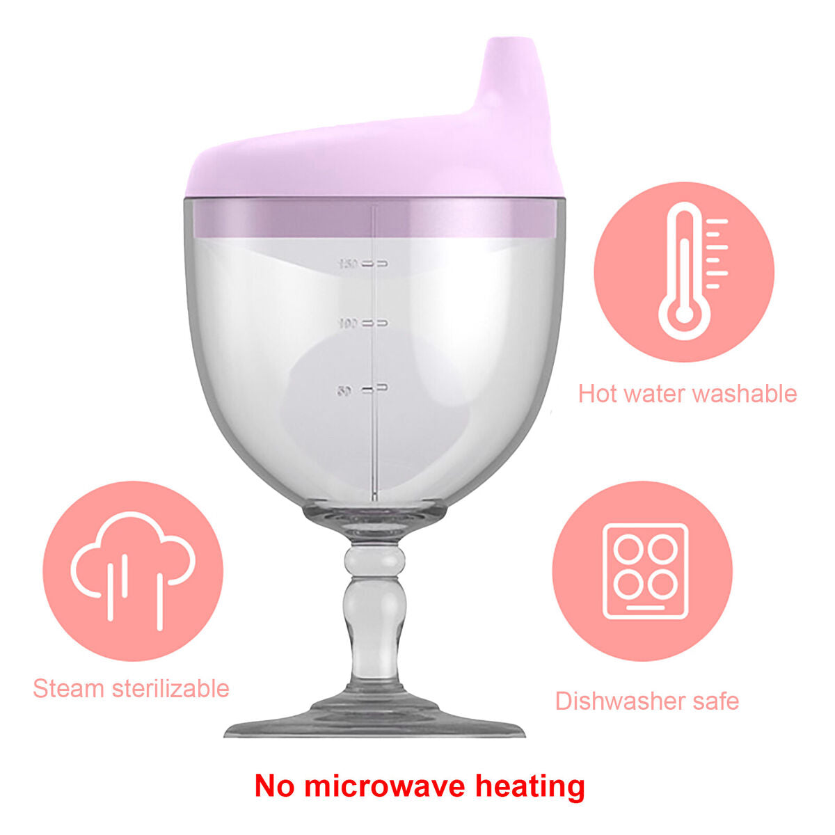 Baby Goblet No Spill Baby Sippy Cup Wine Glass for Baby Kid Party (Purple)