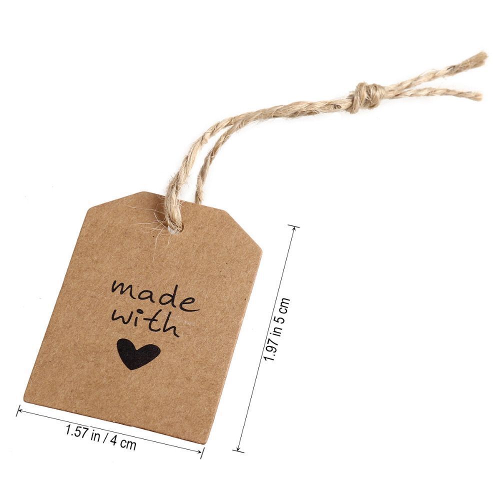 Wedding Supplies Kraft Paper Made with Love Gift Cards Blank Label Hang Tags