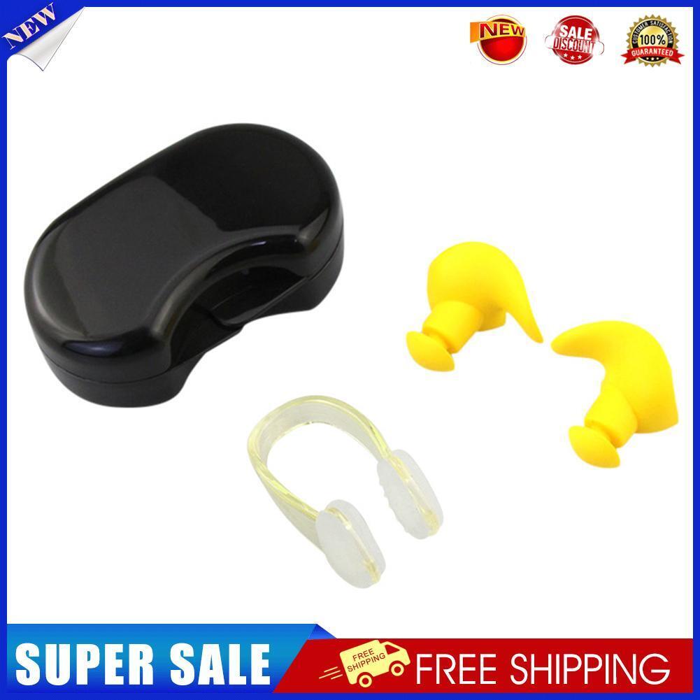 Soft Silicone Swimming Earplugs Nose Clip Set Soundproof Ear Plugs (Yellow)