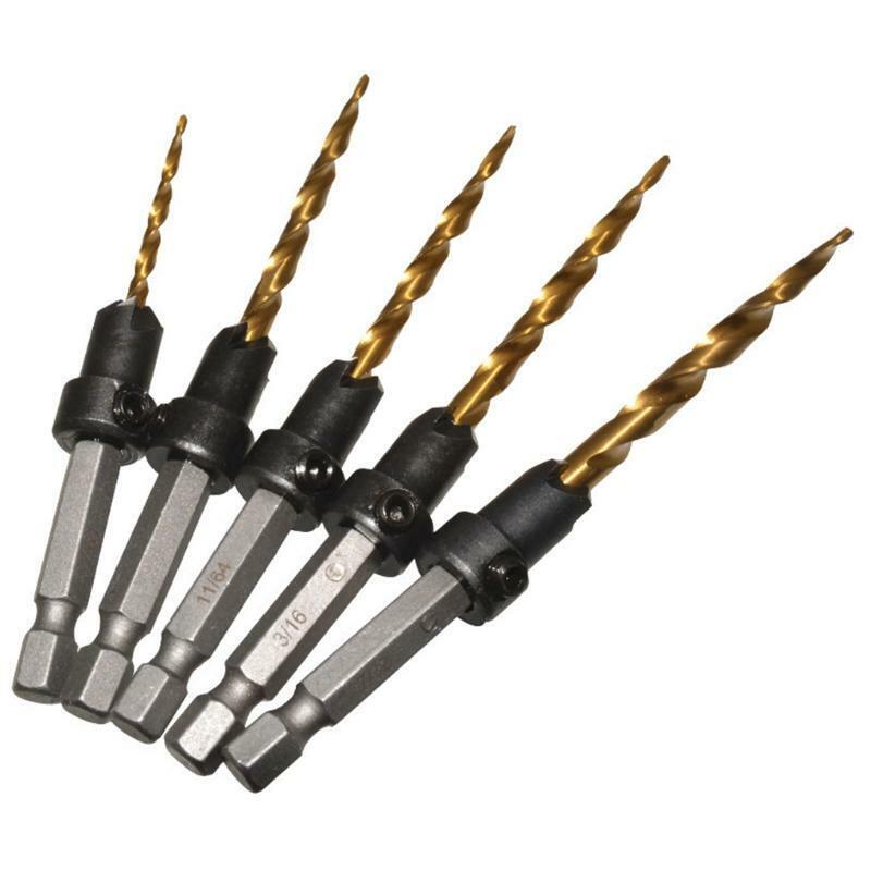 Sturdy Wood Countersink Drill Bit Set Fit for Wood /Plastic /Metal 5 Pcs