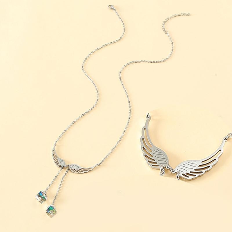 Explosion Necklace European American Angel Wing Crystal Classic Simple Necklace