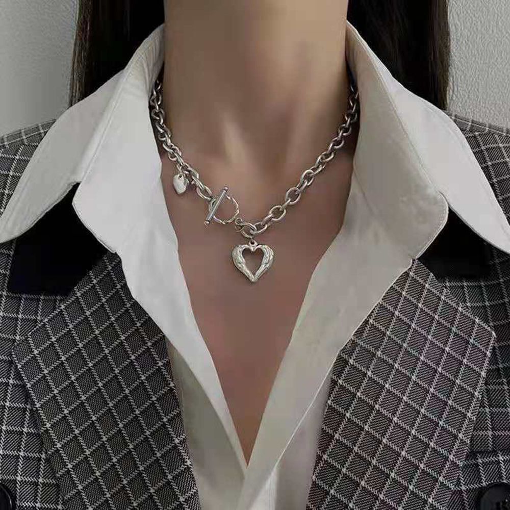 Valentine's Day Gifts Love Heart  Necklace Thick Chain Hollow Heart Choker
