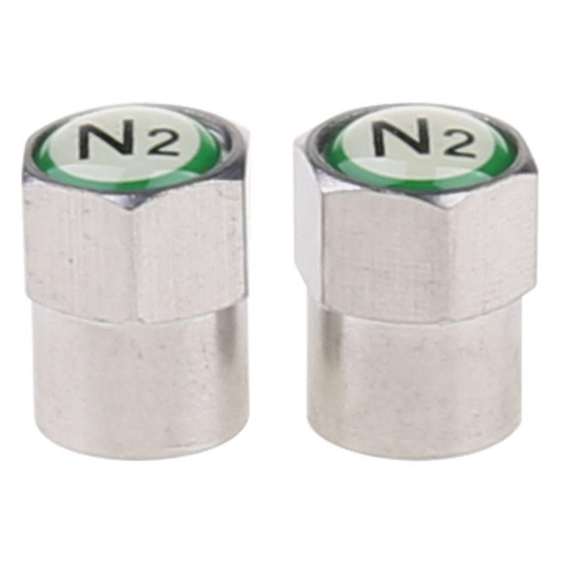 2Pcs/Set Chrome Car Auto TPMS Valve Stem Cap N2 Nitrogen Tire Insert Cover