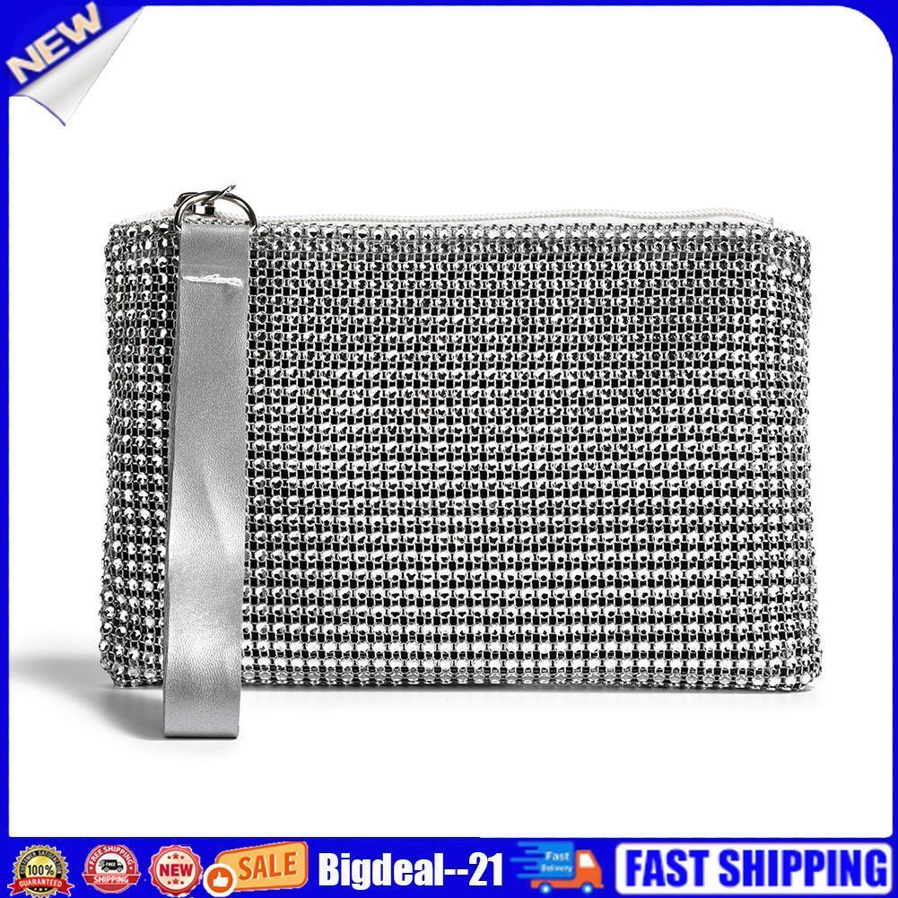 Fashion Women Rhinestone Wallet Wristlet Bag Ladies Glitter Pouch Purse