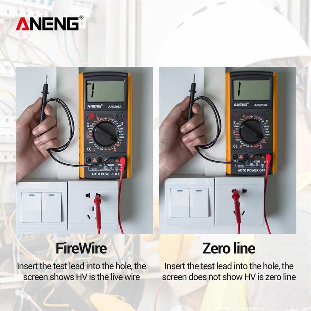 ANENG AN9205 LCD Digital Multimeter Voltmeter Resistance Tester (Yellow)