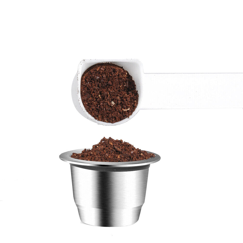 Reusable Stainless Steel Refillable Coffee Capsule+Tamper for Nespresso (B)