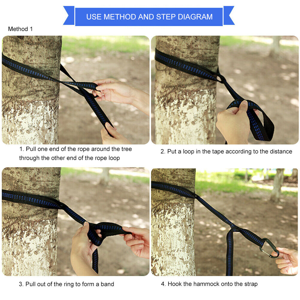 2pcs Hammock Straps Outdoor Camping Hanging Swing Rope for Backyard Garden