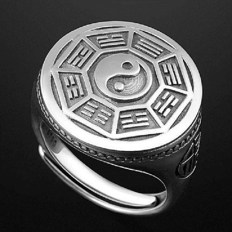 Tai Chi Bagua Ring Gossip Transfer Luck Nine-character Mantra Ring for Women Men