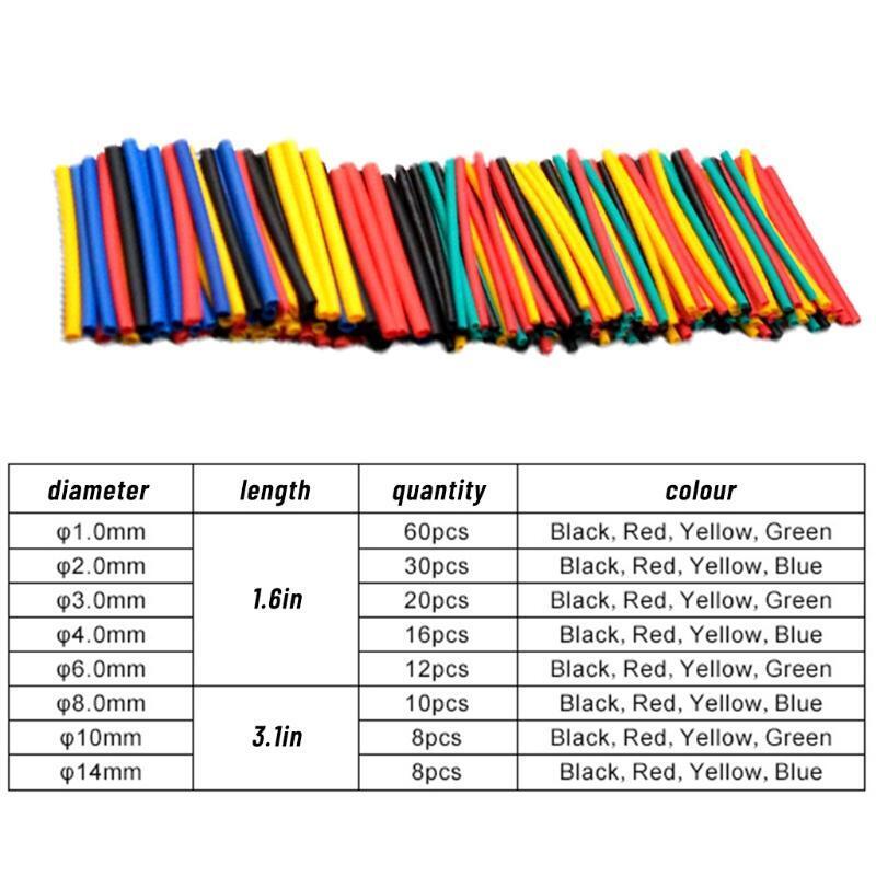 164 Pieces/Set Heat Shrink Tube Kit Insulation Sleeving Shrink Ratio 2:1