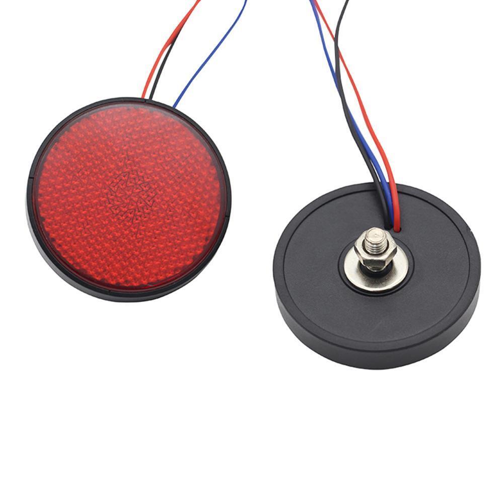 2x Round LED Motorcycle Tail Brake Turn Signal Lights Rear Reflectors (Red)