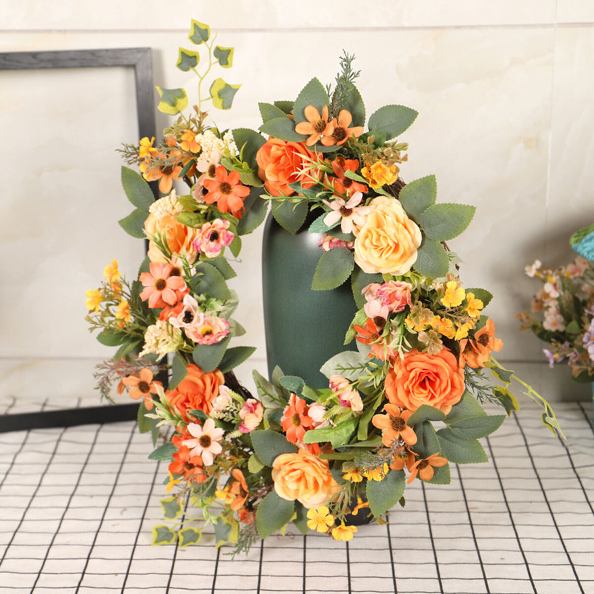 Front  Wreath   Peony Daisy Garland Window Ornament
