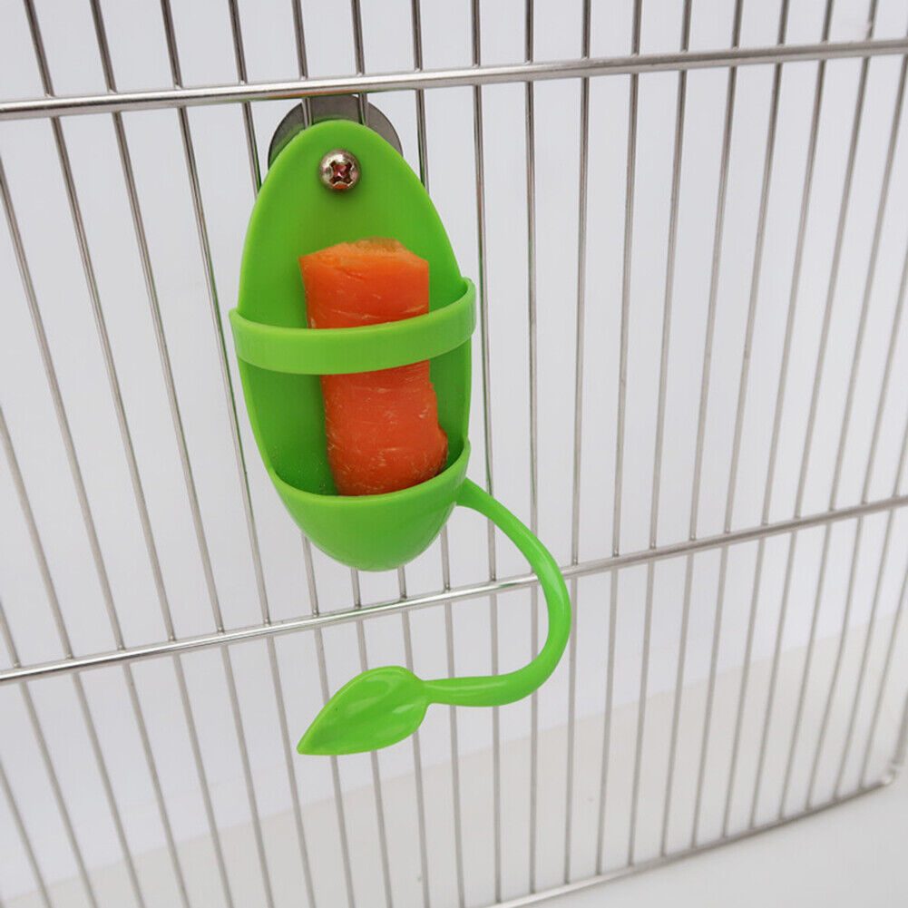 Parrot Bird Feeding Cup Cage Plastic Cuttlebone Food Feeder Holder Standing