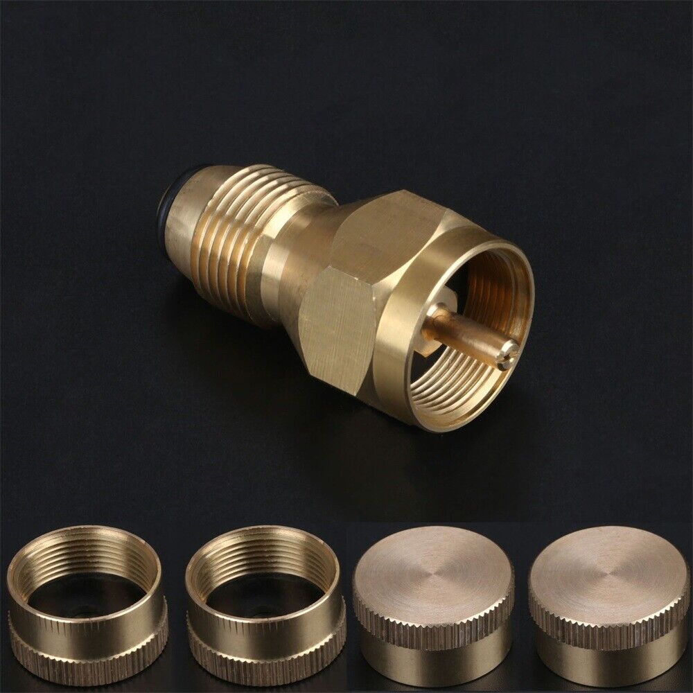 1LB Cylinder POL Tank Propane Refill Adapter Regulator Valve Connectors & 4 Caps