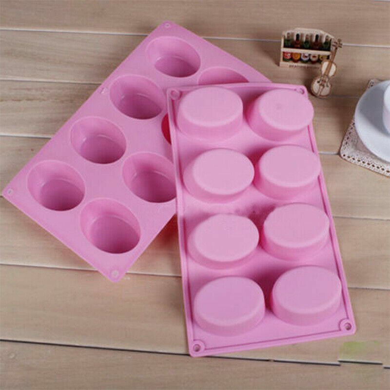 8-Cavity Oval Shape Soap Mold Silicone Chocolate Mould Tray Homemade Making DIY