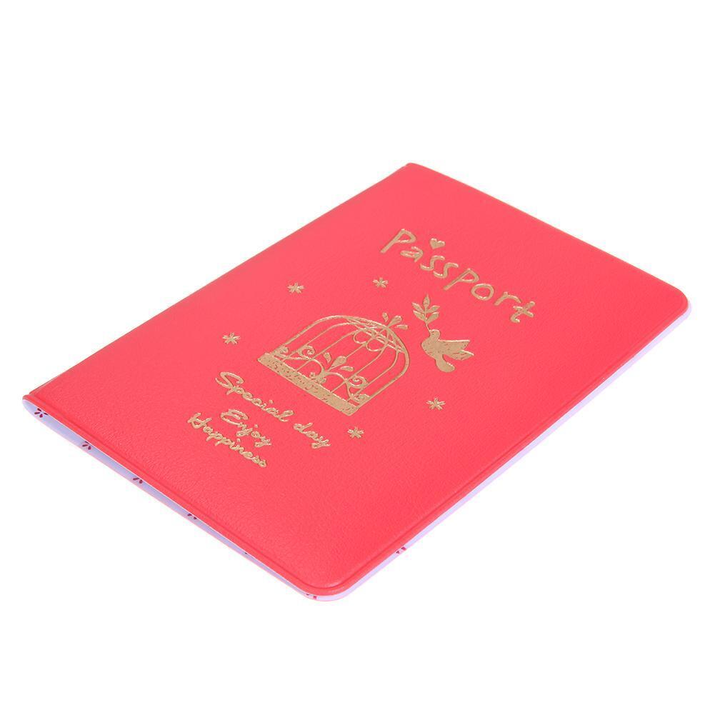 Simple Travel Passport Cover PU Multifunction Tickets Card Holder Case(Red)