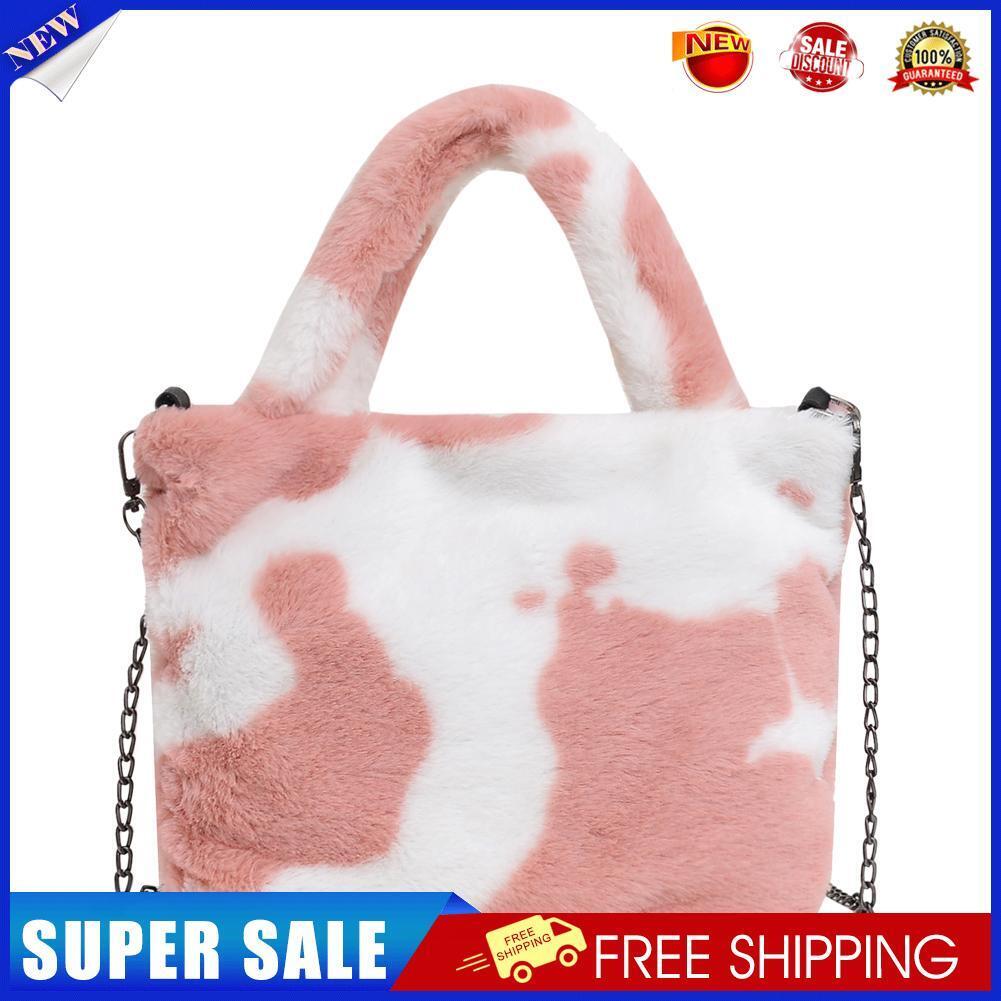 Plush Messenger Bag Women Winter Fashion Shoulder Fluffy Handbag (Pink)