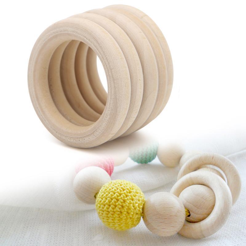 DIY Wooden Beads Connectors Circles Rings Beads Lead-Free Natural Wood