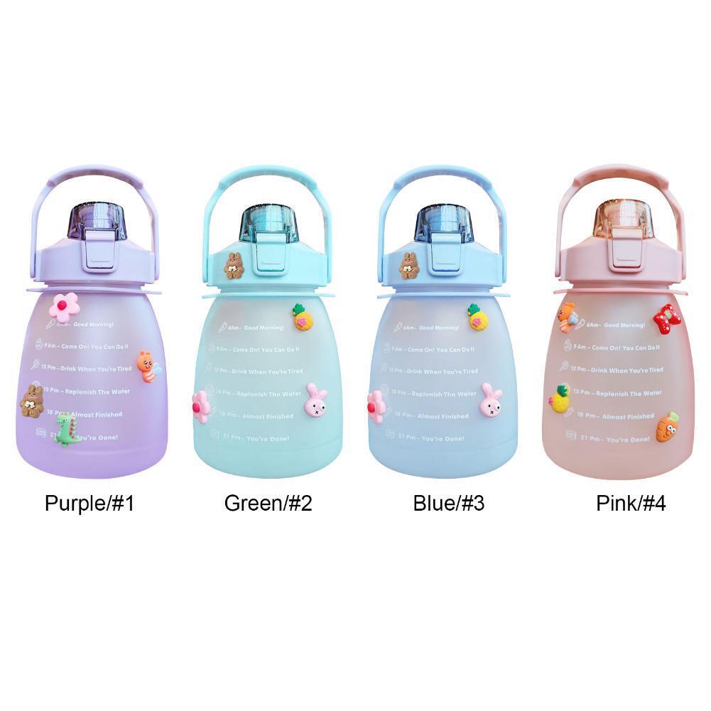 Water Bottle - Cute Belly Bottles Water Jug with Time Marker 1.3L (Pink)