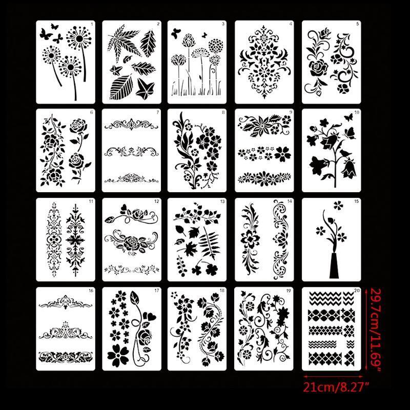 20PCS/Pack Classic Flower Painting Stencil Kit for Christmas Wedding Decoration