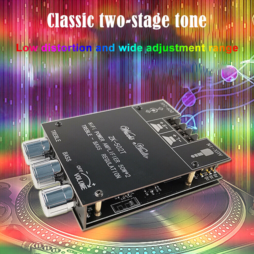 ZK-502T 50Wx2 HIFI 2.0 Channel Stereo Amplifier Module Audio Speaker Board
