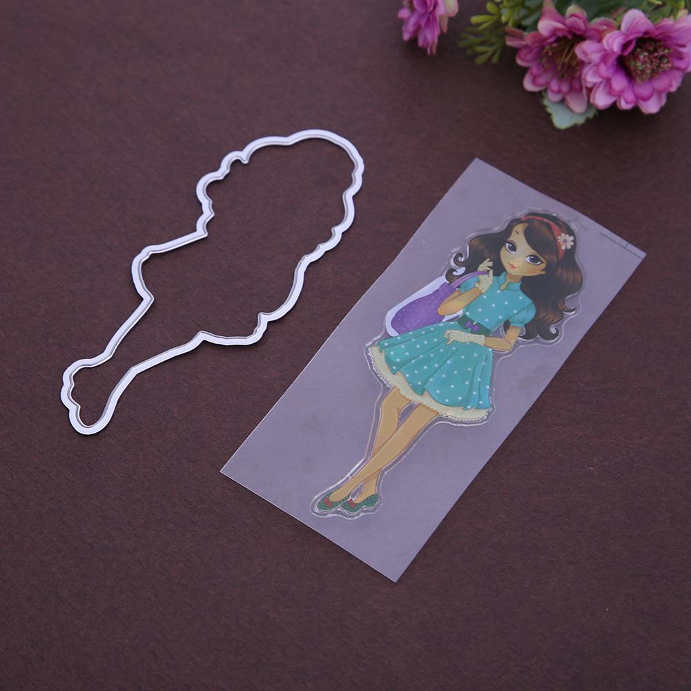 Silicone Fashion Girl Stamp Metal Cutting Dies Stencil Frame Scrapbook DIY