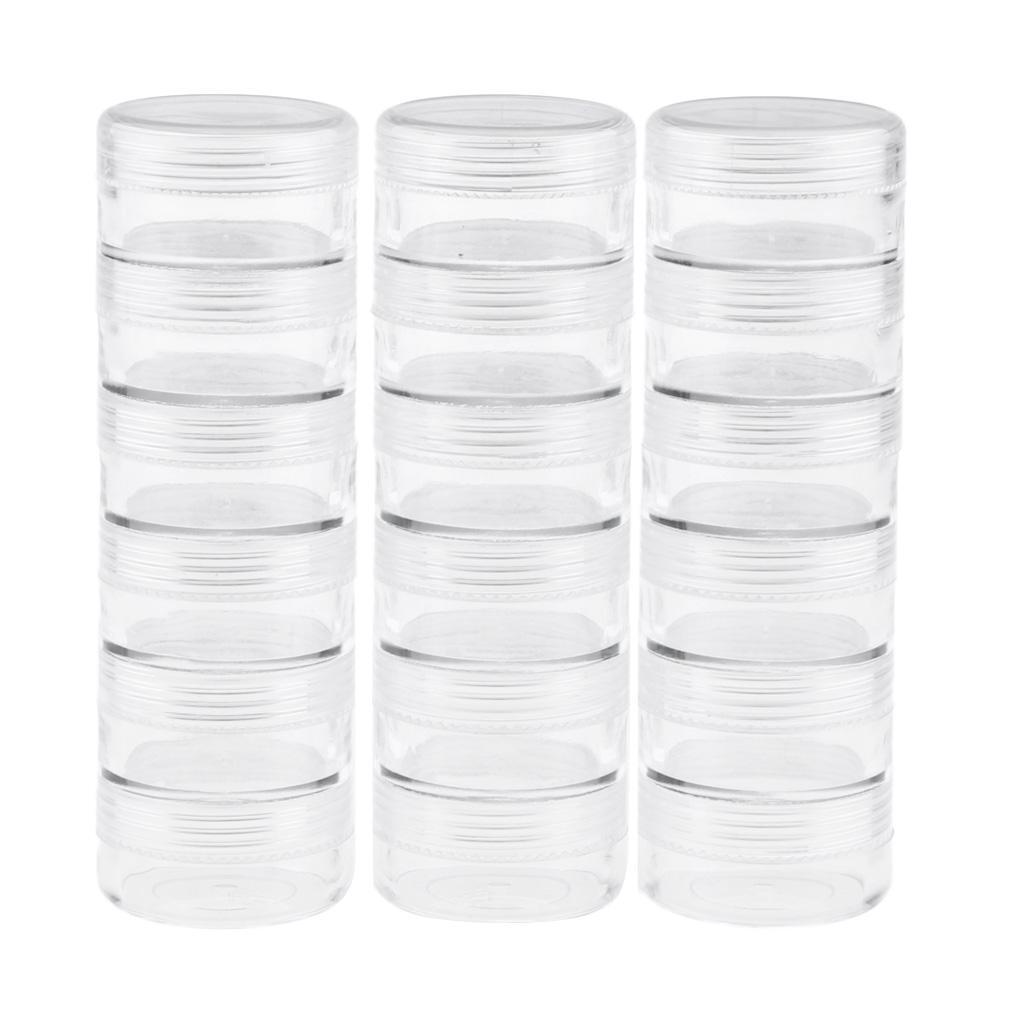 3x 6 Layers Round Stackable Clear Plastic Storage Container Jar Organizer Box w/