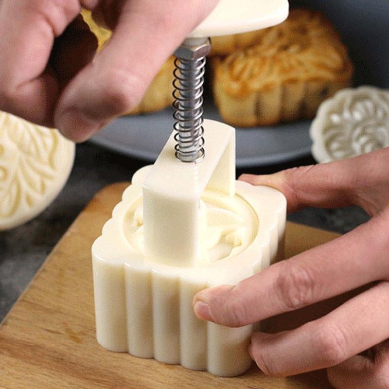 Mooncake Molds Mooncake Stamps Hand Pressure Plastic Material Baking Accessories