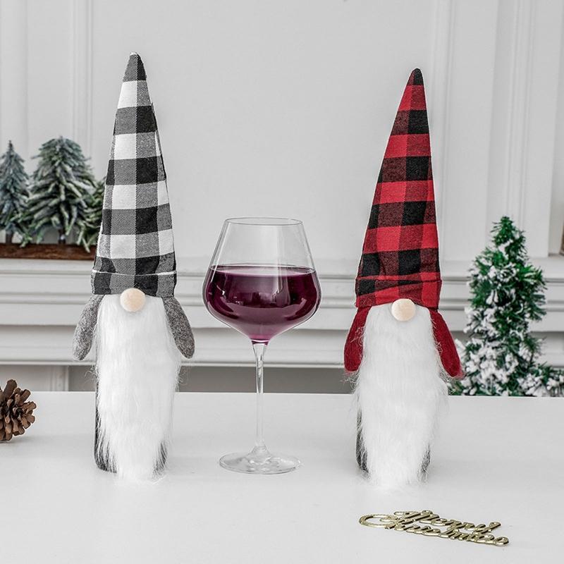 6Pcs Xmas Gnomes Wine Bottle Topper Holiday Xmas Dining Table Party Decorations