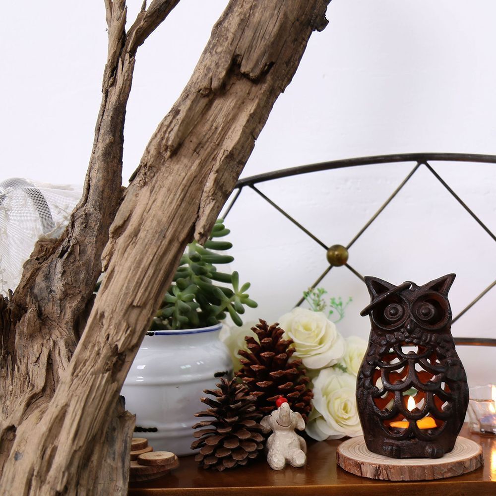 Decoration Craft Candelabra Wrought Iron Plate Candlestick Owl Candle Holder