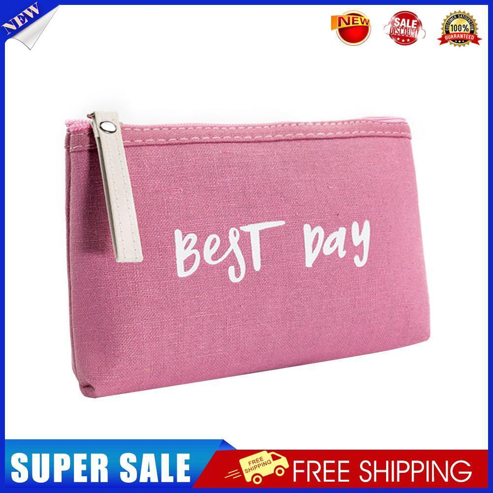 Fashion Women Letter Print Clutch Cosmetics Storage Makeup Bags (Rose Red)