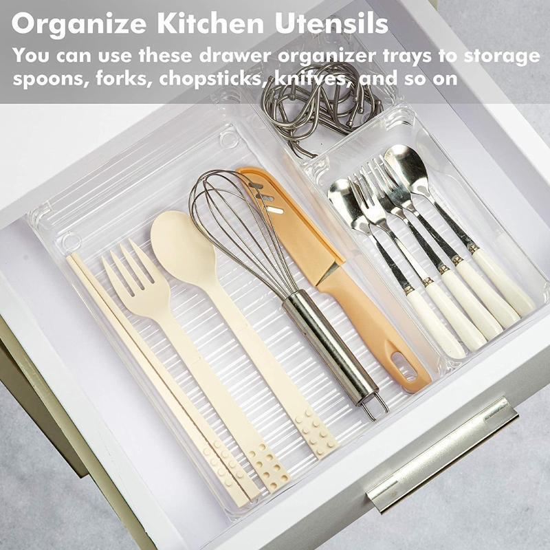 13Pcs Desk Drawer Organizer Set 5-size Versatile Vanity and Desk Drawer Storage