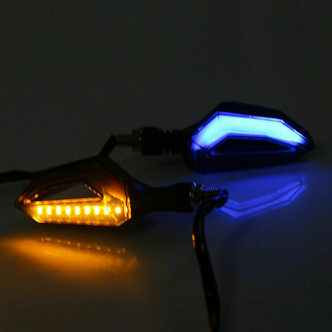 2x Motorcycle Flasher LED Turn Signal Lights Amber Blue Blinker DRL Universal