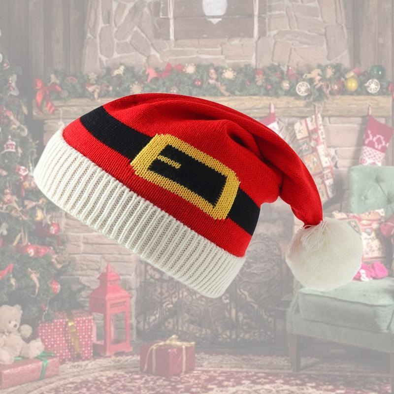 Christmas Santa Hat Knitted Santa Hat  Head Warmer Santa Beanie