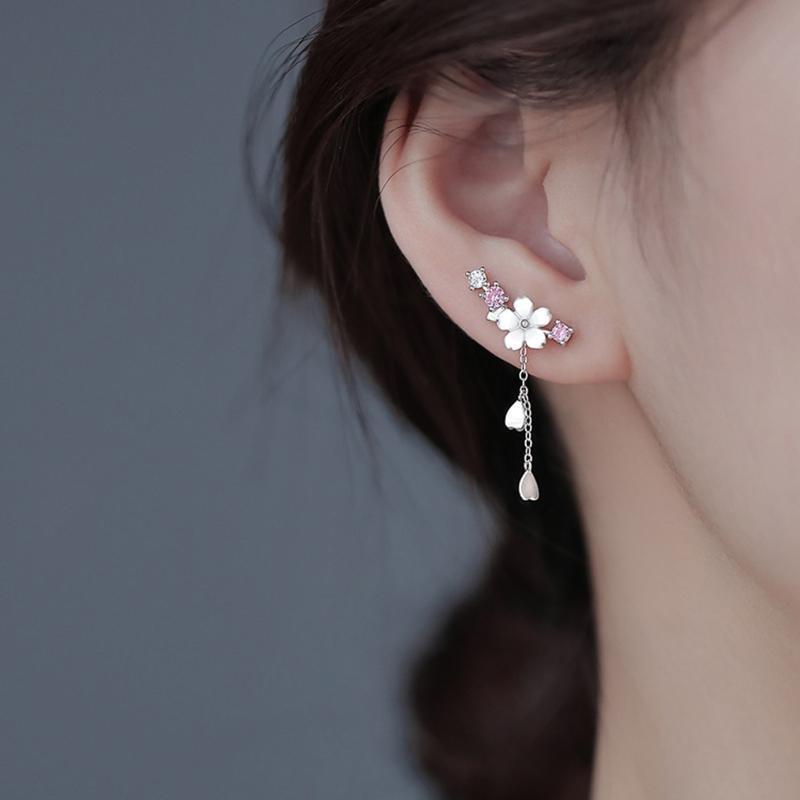 Dainty Flowers Threader Tassel Chain Earrings Jewelry Gifts for Party Xmas Decor