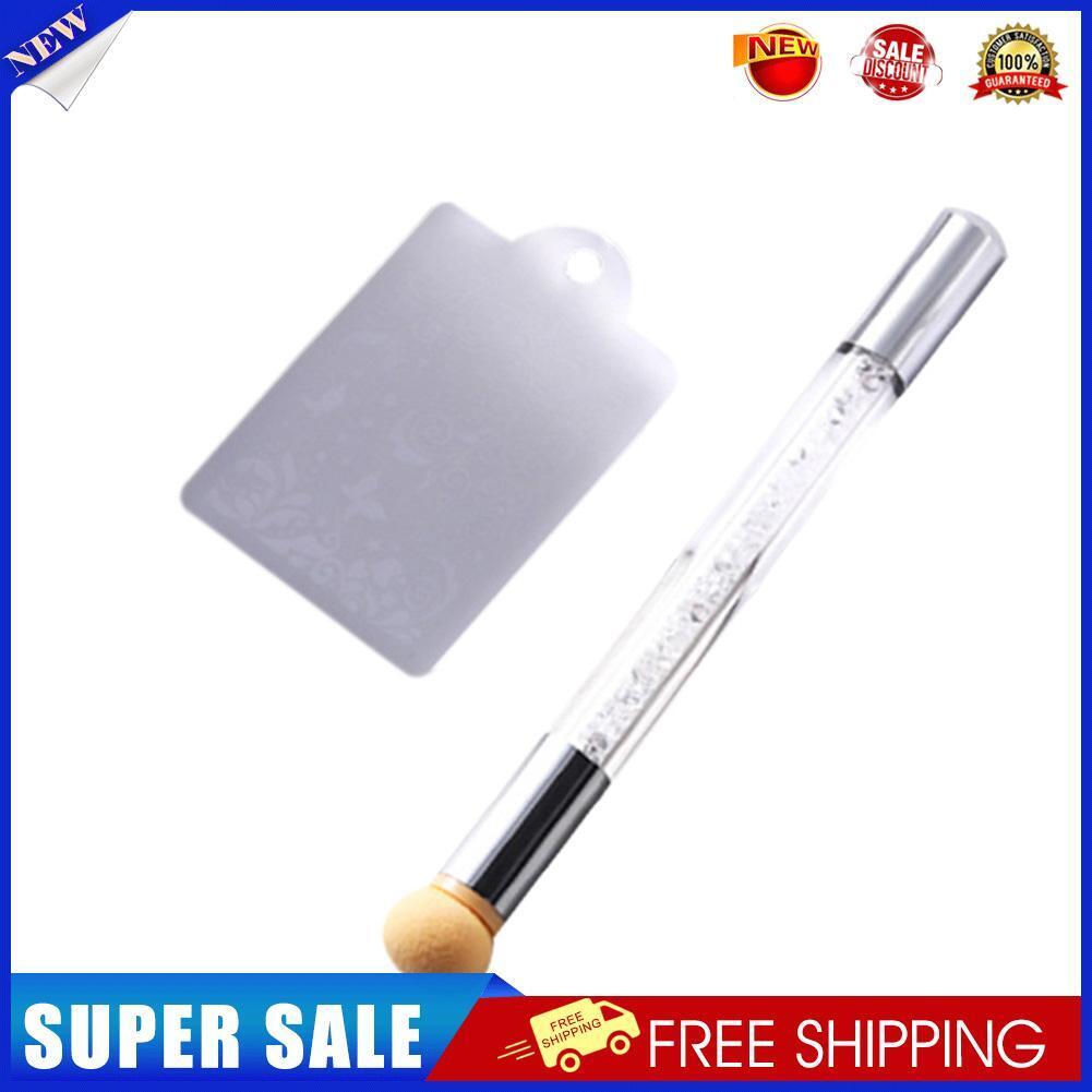 Double Side Nail Art Polish Brush Sponge Stamper Blooming Pen Manicure Set