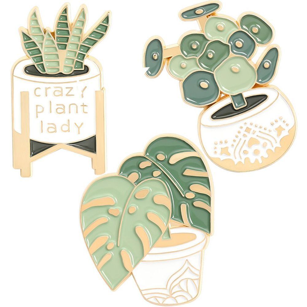 Bag Clothes Custom Potted Plant Badge Lapel Pin Crazy Plant Lady Enamel Pins