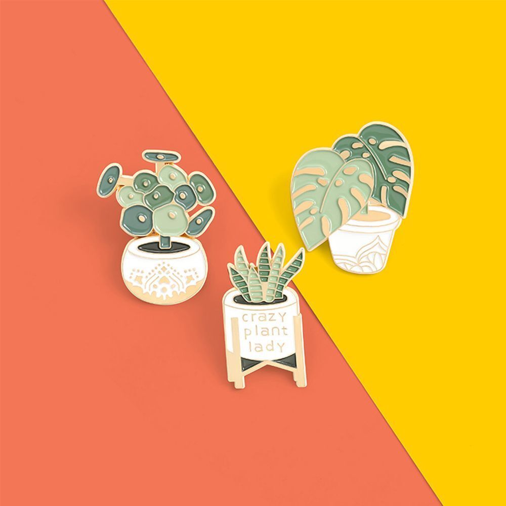 Bag Clothes Custom Potted Plant Badge Lapel Pin Crazy Plant Lady Enamel Pins
