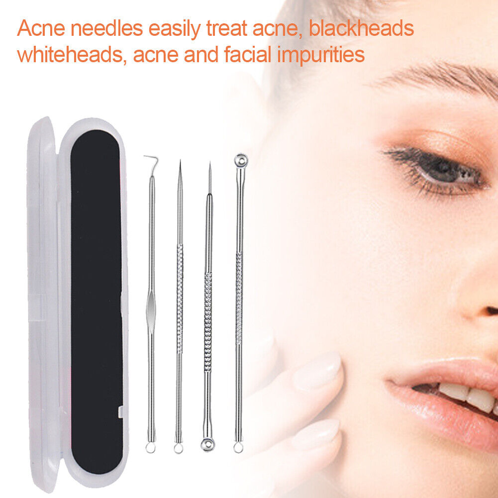 4pcs Stainless Steel Acne Removal Needle Blackhead Pore Cleaner Tools Set