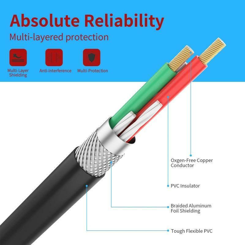 3.5mm to 3 RCA Male Plug AV Audio Video Stereo AUX Cable for TV Box Home Theater