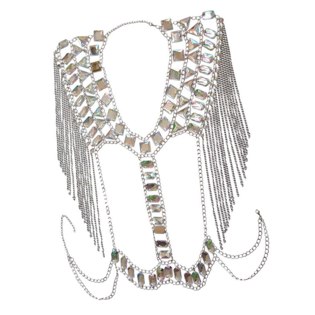 Fashion Tassel Crystal Shoulder Body Chain Harness Necklace Jewelry